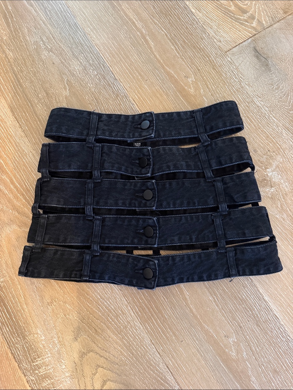 POSTER GIRL Black Jean Strap Skirt